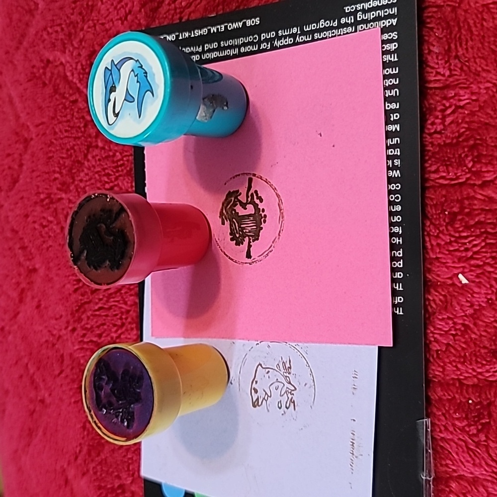 Set Of 3 Marine Life Round Tube Rubber Stamps